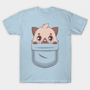 Kawaii kitten in pocket design T-Shirt